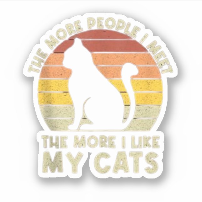 Pegatina Retro Cuantas Más Personas Conozco, Más Me Gusta M (Anverso)