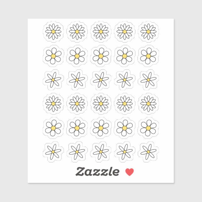 Pegatina Retro Daisies Doodle Flores Mini Decorativas Bujo  (Hoja)