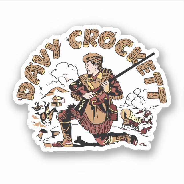 Pegatina Retro Davy Crockett (Anverso)