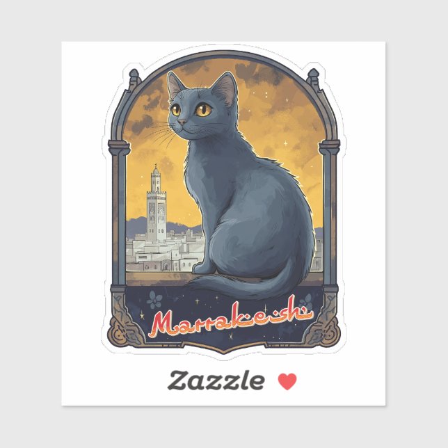 Pegatina Retro de gatos de Marruecos en Marrakech (Hoja)