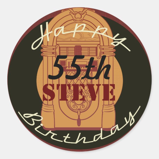 Pegatina retro del cumpleaños del rollo del n de (Anverso)