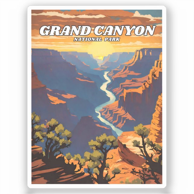 Pegatina Retro del ilustracion del Parque Nacional del Gran (Anverso)