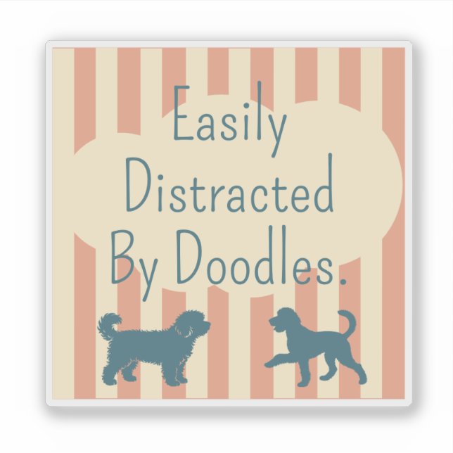 Pegatina Retro Doodle Silhouette Easily Distracted Sticker (Anverso)