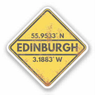 Pegatina Retro Edimburgo coordina Rótulo Metalizado agitado
