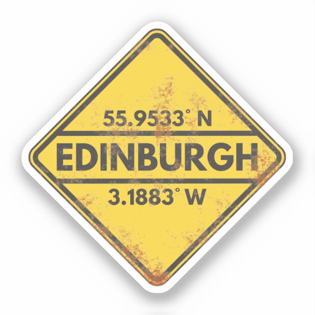 Pegatina Retro Edimburgo coordina Rótulo Metalizado agitado (Anverso)