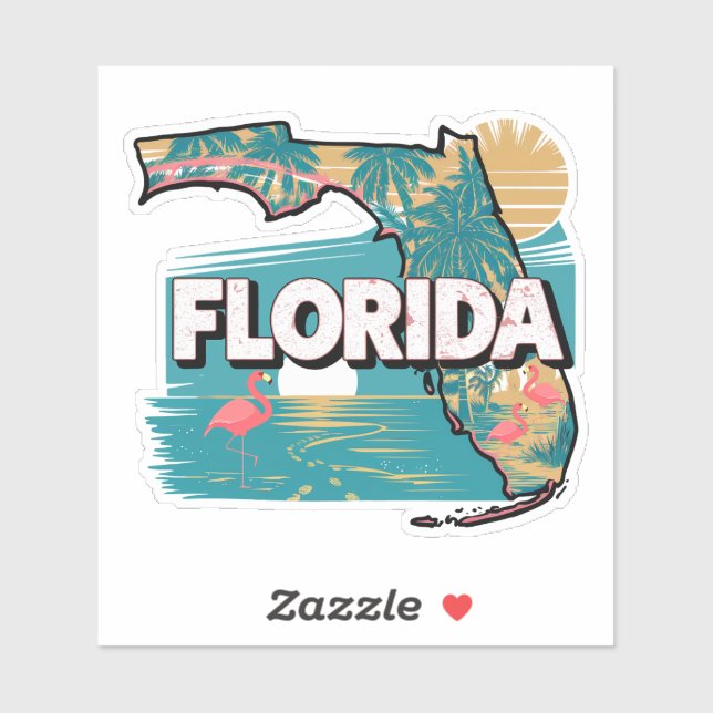 Pegatina Retro Estado de Florida (Hoja)