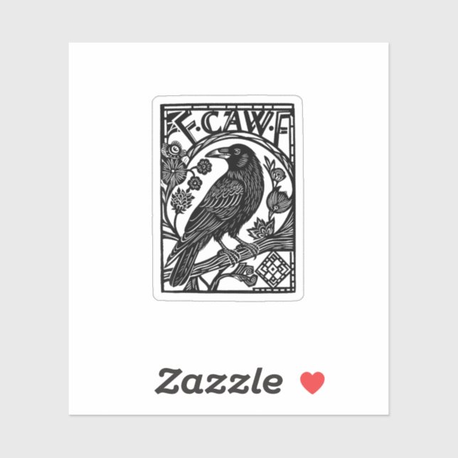 Pegatina Retro F Caw F Crow Funny Saying Meme Design (Hoja)