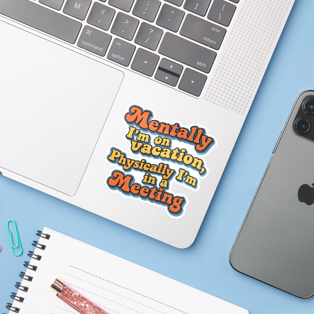 Pegatina  Retro Funny Quote Design Sticker (Ordenado portátil con iPhone)
