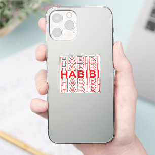 Pegatina Retro Habibi Árabe Rojo