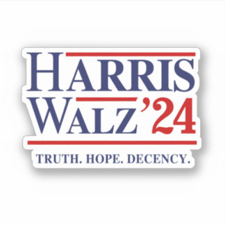 Pegatina Retro Harris Walz '24 - Verdadera Decencia de espe