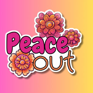 Pegatina Retro Hippie Peace Out impermeable