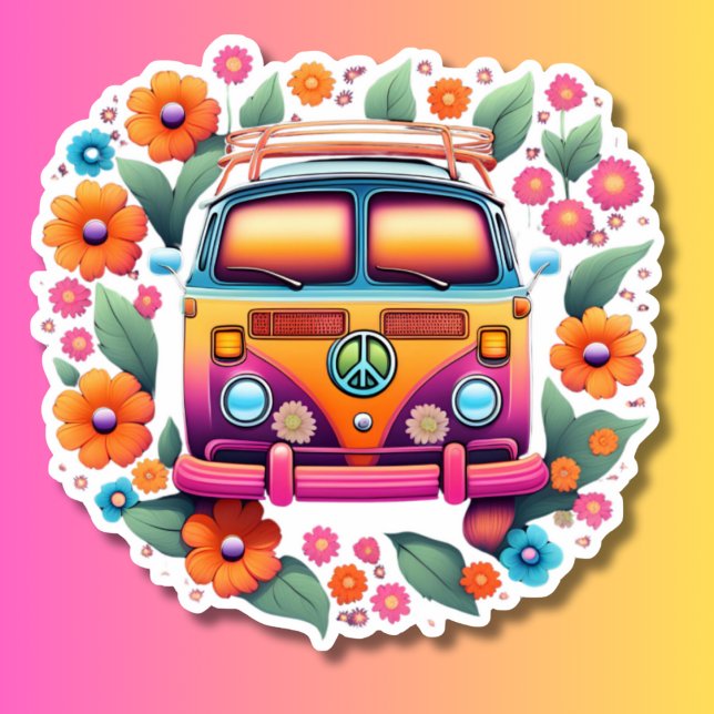Pegatina Retro Hippie Van Waterproof (Subido por el creador)