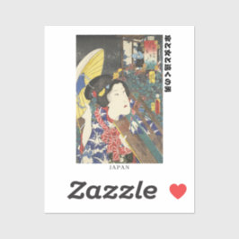 Pegatina "Retro Japan – Ukiyo-e Art with Authentic Text"