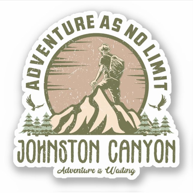 Pegatina Retro Johnston Canyon Hike (Anverso)