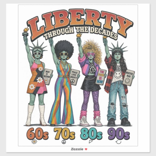 Pegatina Retro Libertad a Través de las Décadas (Hoja)