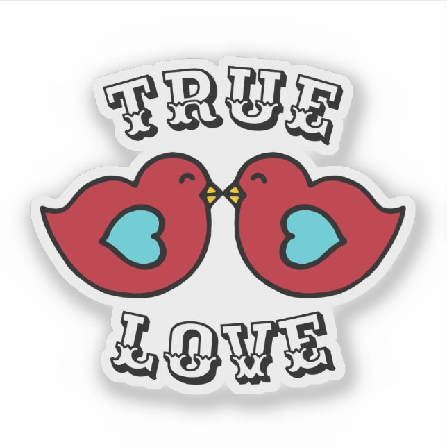 Pegatina Retro Lovebirds (Anverso)