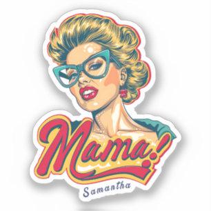 Pegatina Retro mamá pop art 2 personalizado