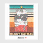 Pegatina Retro Merry Christmas Cat Vinyl Sticker<br><div class="desc">For the cat lovers</div>