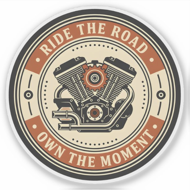 Pegatina Retro Motorcycle Engine Badge Style (Anverso)