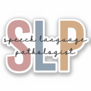 Pegatina Retro patólogo del lenguaje de voz SLP
