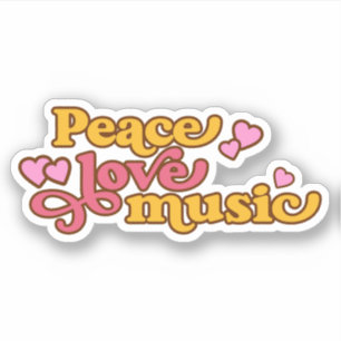 Pegatina Retro Peace Love Music