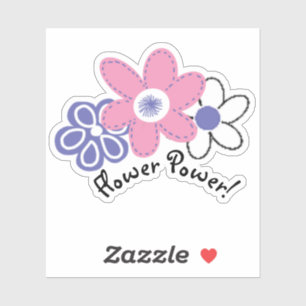 Pegatina Retro Periwinkle Lavanda Rosa Flor Poder