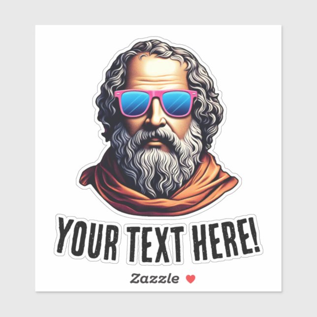 Pegatina Retro Philosopher Bust - Texto Personalizado (Hoja)