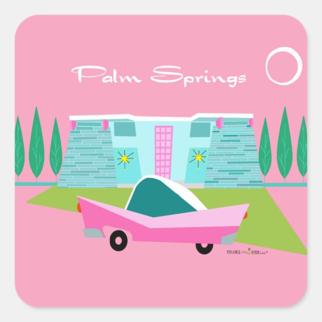 Pegatina Retro Pink Palm Springs (Anverso)