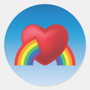 pegatina Retro Puffy Heart y Rainbow de los años 8