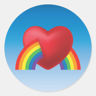 pegatina Retro Puffy Heart y Rainbow de los años 8