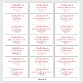 Pegatina Retro Red & White Wedding Guest Address Labels
