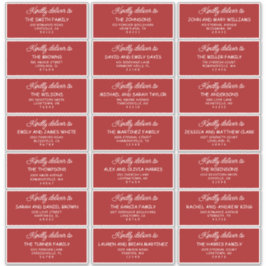 Pegatina Retro Red & White Wedding Guest Address Labels