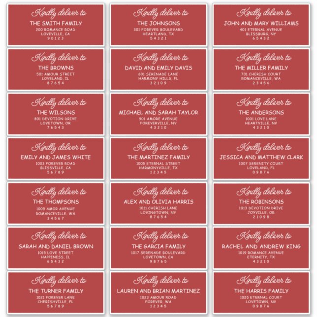 Pegatina Retro Red & White Wedding Guest Address Labels (Anverso)