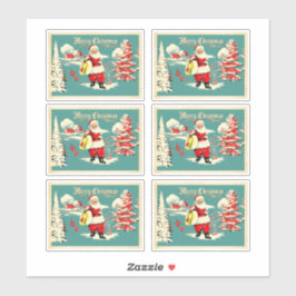 Pegatina Retro Santa Wonderland Holiday Card