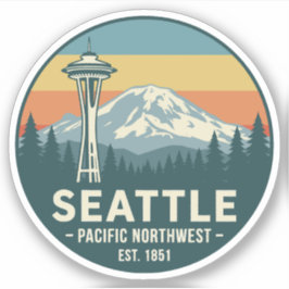 Pegatina Retro Seattle Pacífico Noroeste Mt. Rainier