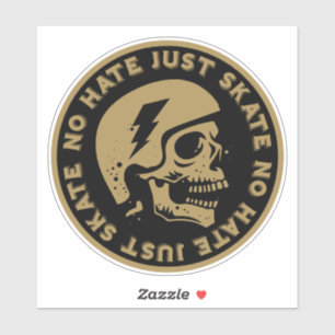 Pegatina Retro sin odio sólo patinar el cráneo