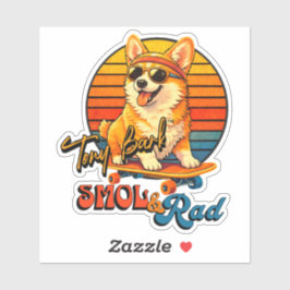 Pegatina Retro Skate Corgi – Tony Bark™ – Smol y Rad