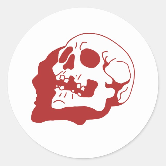 Pegatina Retro Skull Bone Art Classic Round (Anverso)