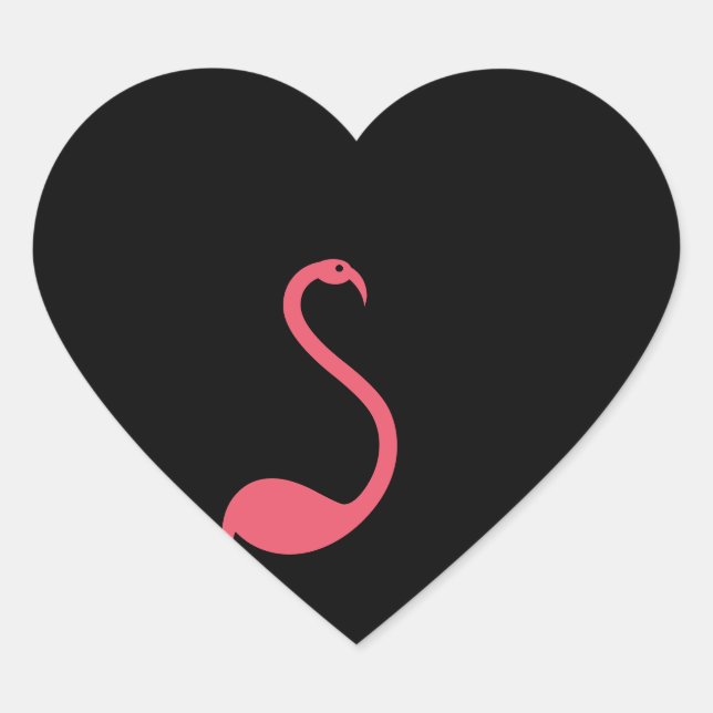 Pegatina Retro Stationery Pink Flamingo Black Hear (Anverso)