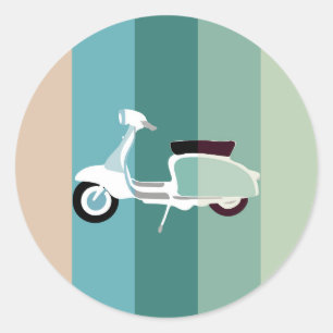 Pegatina Retro Striped Scooter Round Glossy