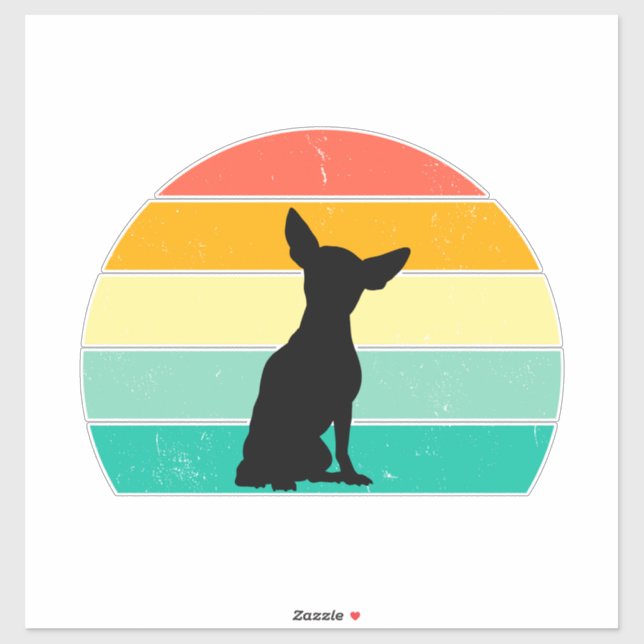 Pegatina Retro Sunset Chihuahua (Hoja)