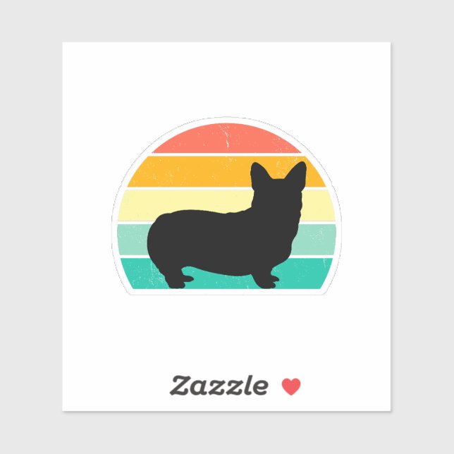 Pegatina Retro Sunset Corgi (Hoja)
