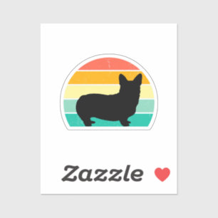 Pegatina Retro Sunset Corgi
