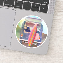 Retro Van Surfboard Beach California Vibes