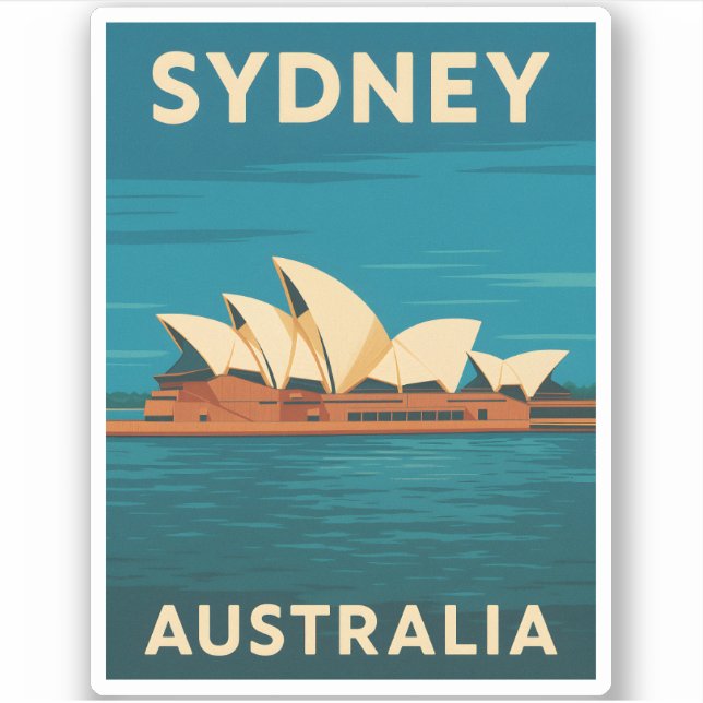 Pegatina Retro Viajes Vintage Sydney Opera House Australia (Anverso)