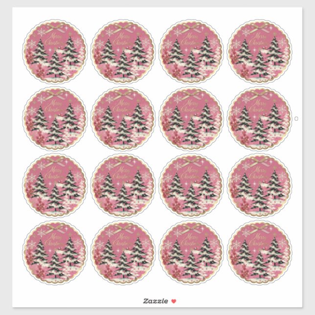 Pegatina Retro Vintage Christmas: 1950's Pink Xmas (Hoja)