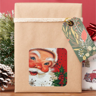Pegatina Retro Vintage de Navidad Santa