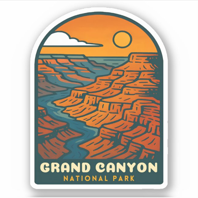 Pegatina Retro Vintage Travel Grand Canyon National Park (Anverso)
