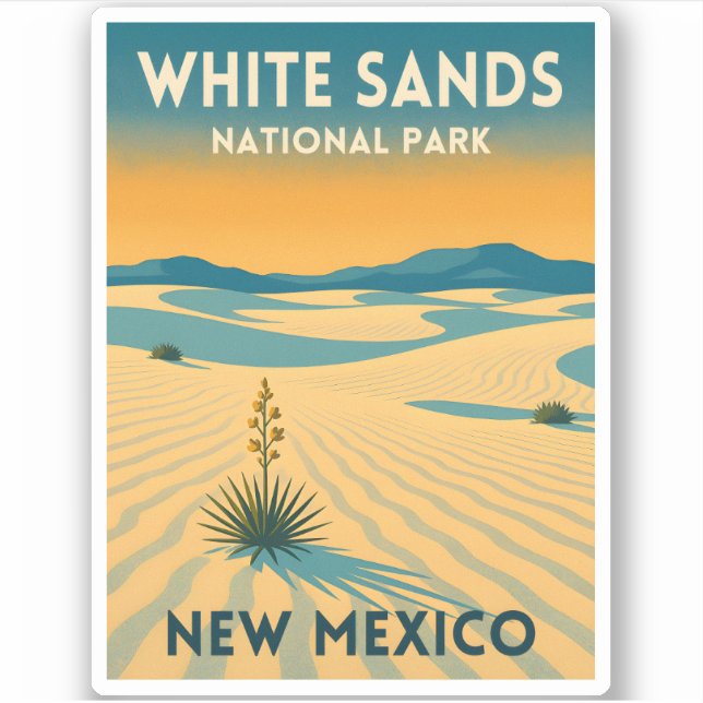 Pegatina Retro Vintage Travel White Sands National Park (Anverso)