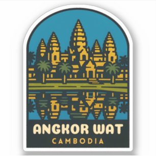 Pegatina Retro Vintage Viaje Angkor Wat Camboya